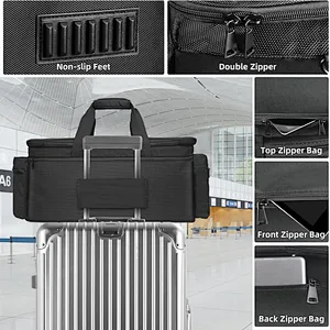 HOMFU DJ Gear Gig Bag High Capacity DJ Cable File Bag with Multi-function Pockets and Detachable Padded Bottom Travel Gig Bag for Cords Sound Equipment DJ Gear Outdoors