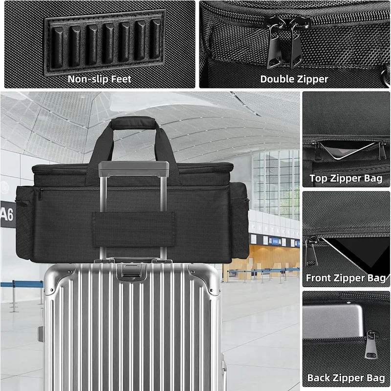 HOMFU DJ Gear Gig Bag High Capacity DJ Cable File Bag with Multi-function Pockets and Detachable Padded Bottom Travel Gig Bag for Cords Sound Equipment DJ Gear Outdoors